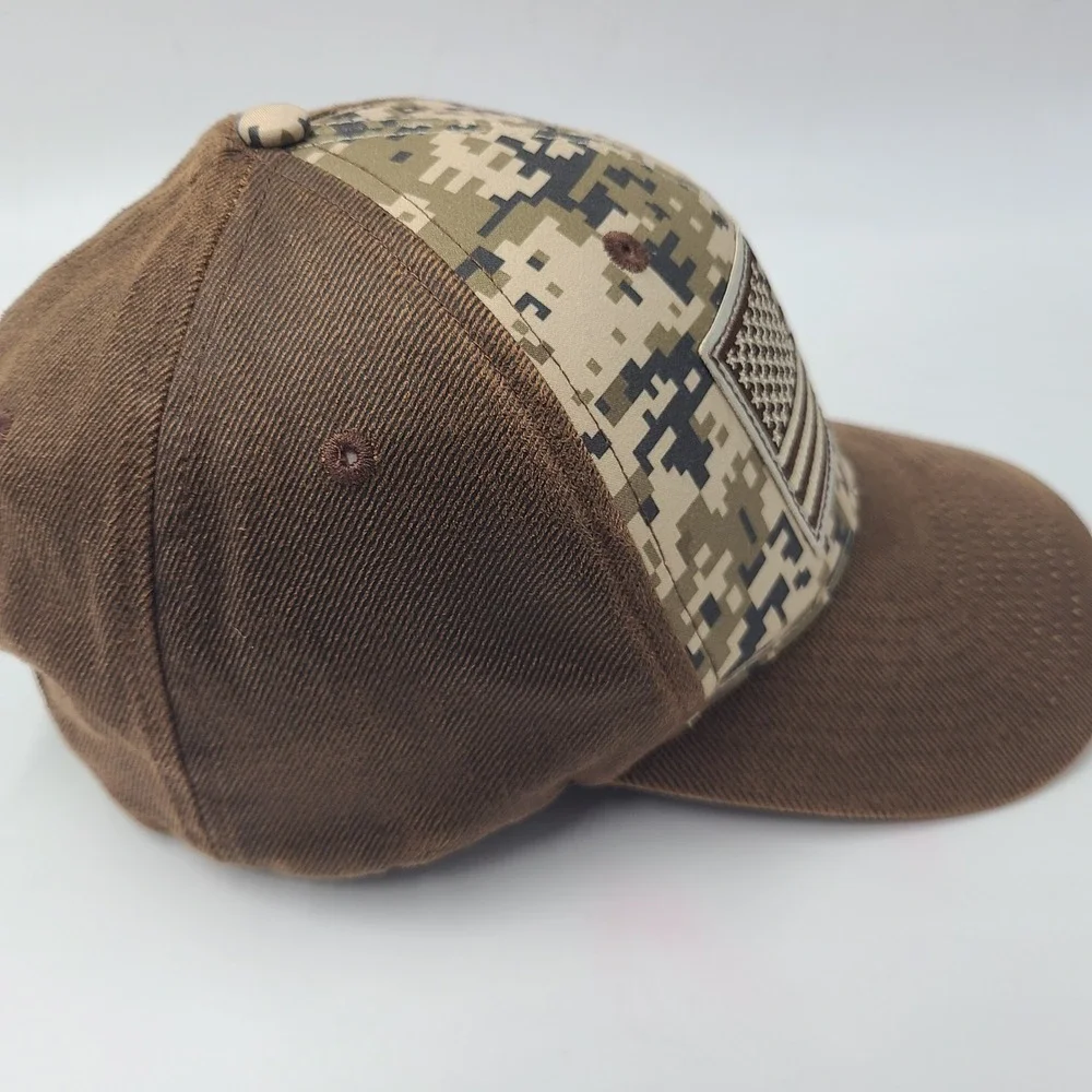 Ariat Hat Snapback Brown Digital Camo American Flag Patch Logo USA Outdoors‎ Men